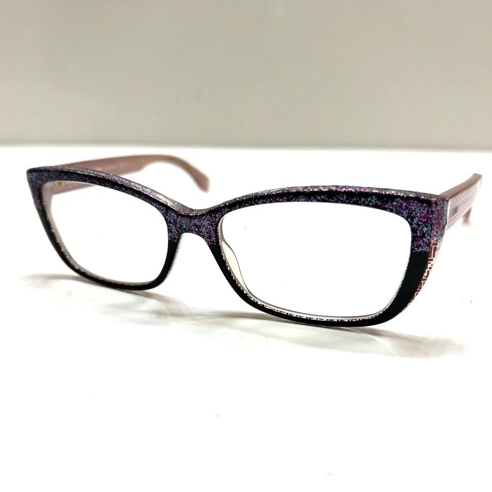 Fendi FF0003 Eyeglasses Frame Italy 50-15-140 Full Rim Brown/Glitter Pink Purple
